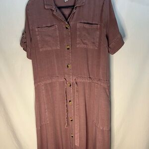 Pink linen dress size L